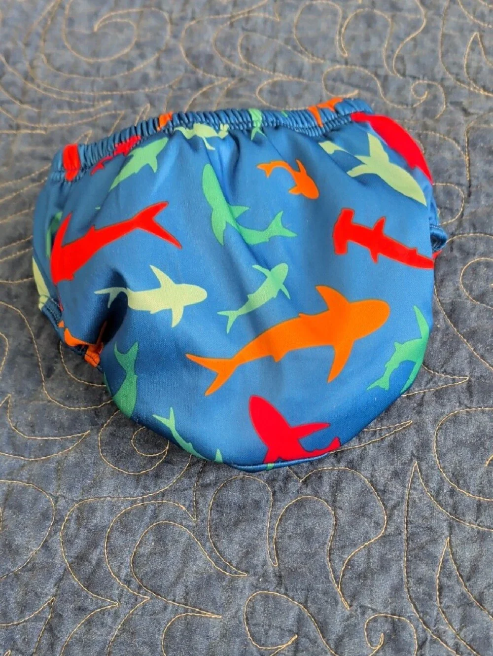 Blue Shark Print Swim Diaper Cover for Kids